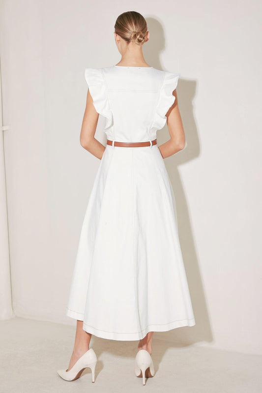 SOFT POWER STORY WOVEN MIDI DRESS