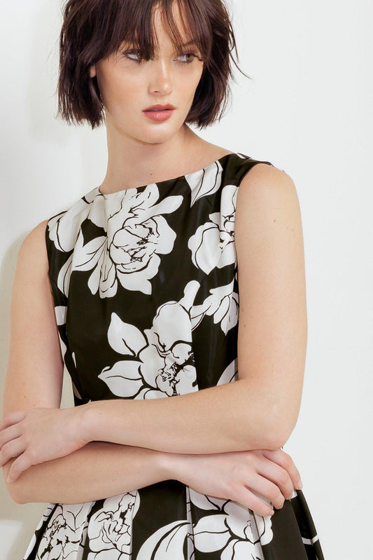 SILENT HEART BLACK WOVEN MIDI DRESS