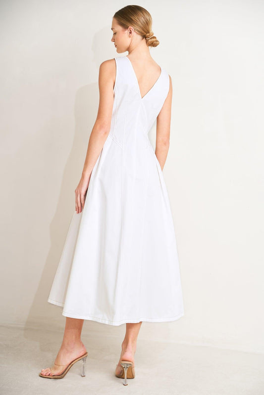 ELEGANTLY YOURS WOVEN MIDI DRESS