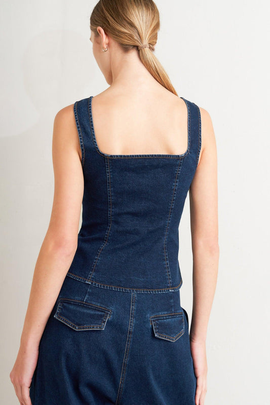 QUIET LUXE DENIM TOP
