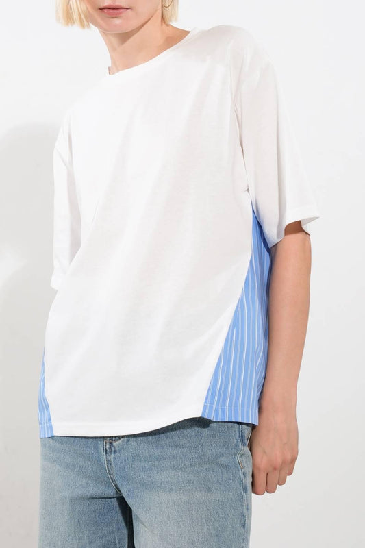 Going in Circles Combination Top in white, view 4 — Soul Flow Apparel