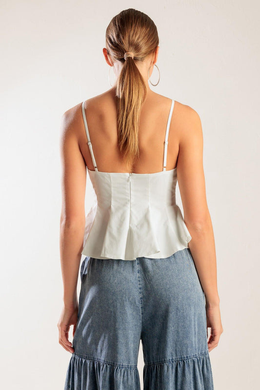 It's Perfect Timing Woven Cami Top in off-white, view 6 — Soul Flow Apparel