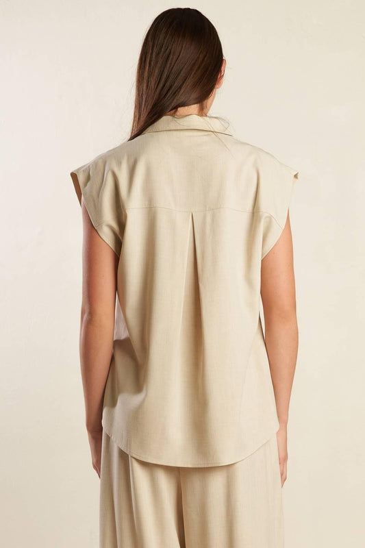 Go with Grace Woven Shirt in natural, view 7 — Soul Flow Apparel