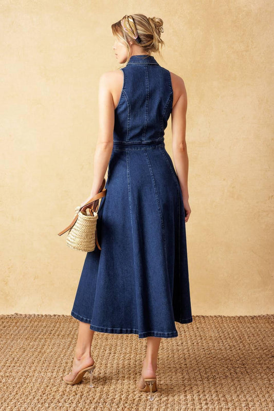 COOL GIRL DENIM MIDI DRESS