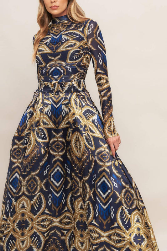 NIGHTFALL DRAPE WOVEN MAXI FULL SKIRT