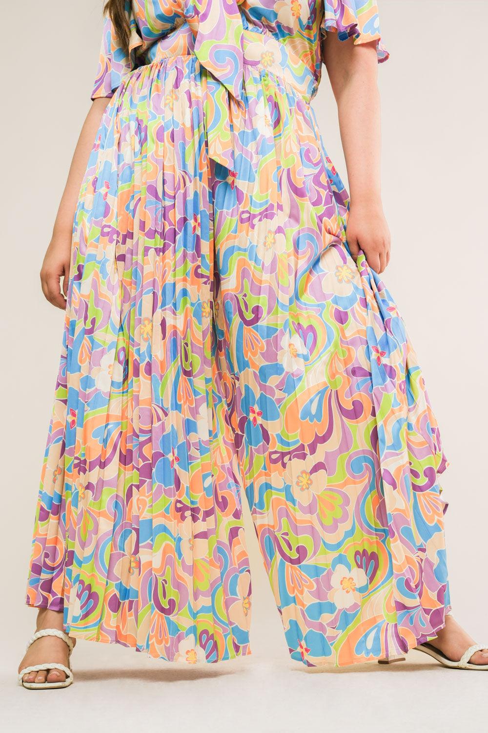 Secret Place Woven Jumpsuit With Shirt Collar V Neck And Pleated Wide Leg Pants