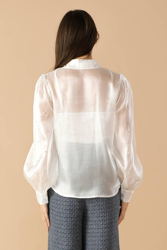 Girl on the Go Organza Top in cream, view 3 — Soul Flow Apparel