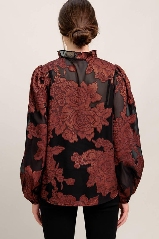 JUST DARK ENOUGH TO FEEL SPECIAL WOVEN TOP