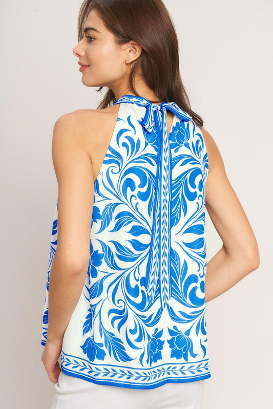 COASTAL CHARM HALTER WOVEN TOP