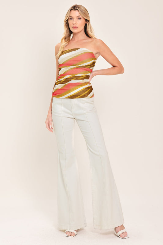 Sunkissed Mood Power Mesh Tube Top in brown coral, view 1 — Soul Flow Apparel