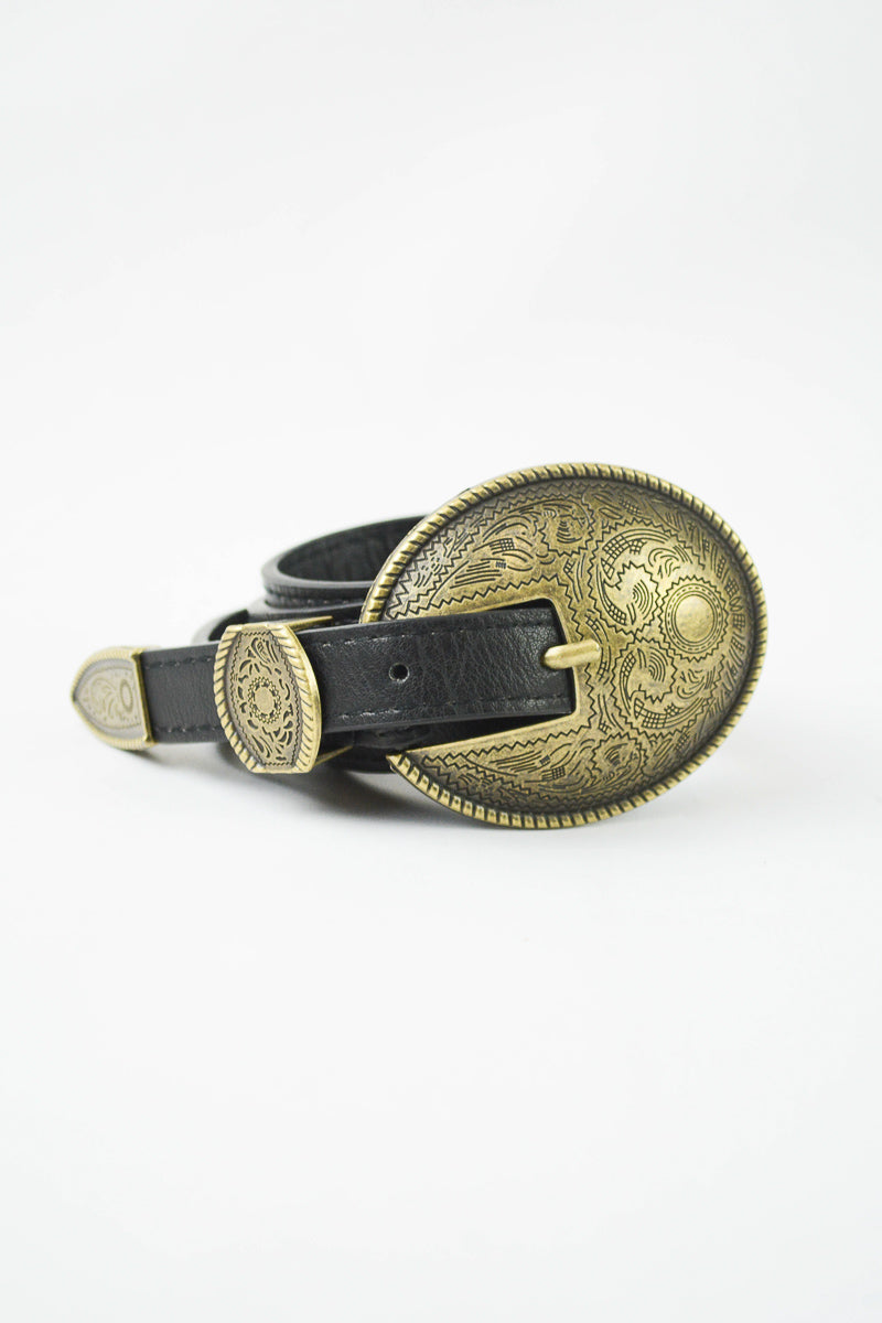 Oval Embossed Vintage Buckle Belt-Soul Flow Apparel