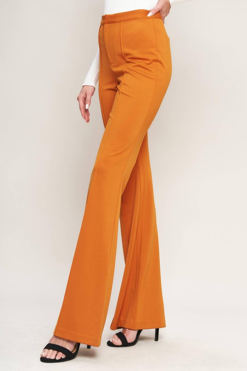 Depths Of Beauty Flare Pants High Rise Wide Leg Front Zipper Closure