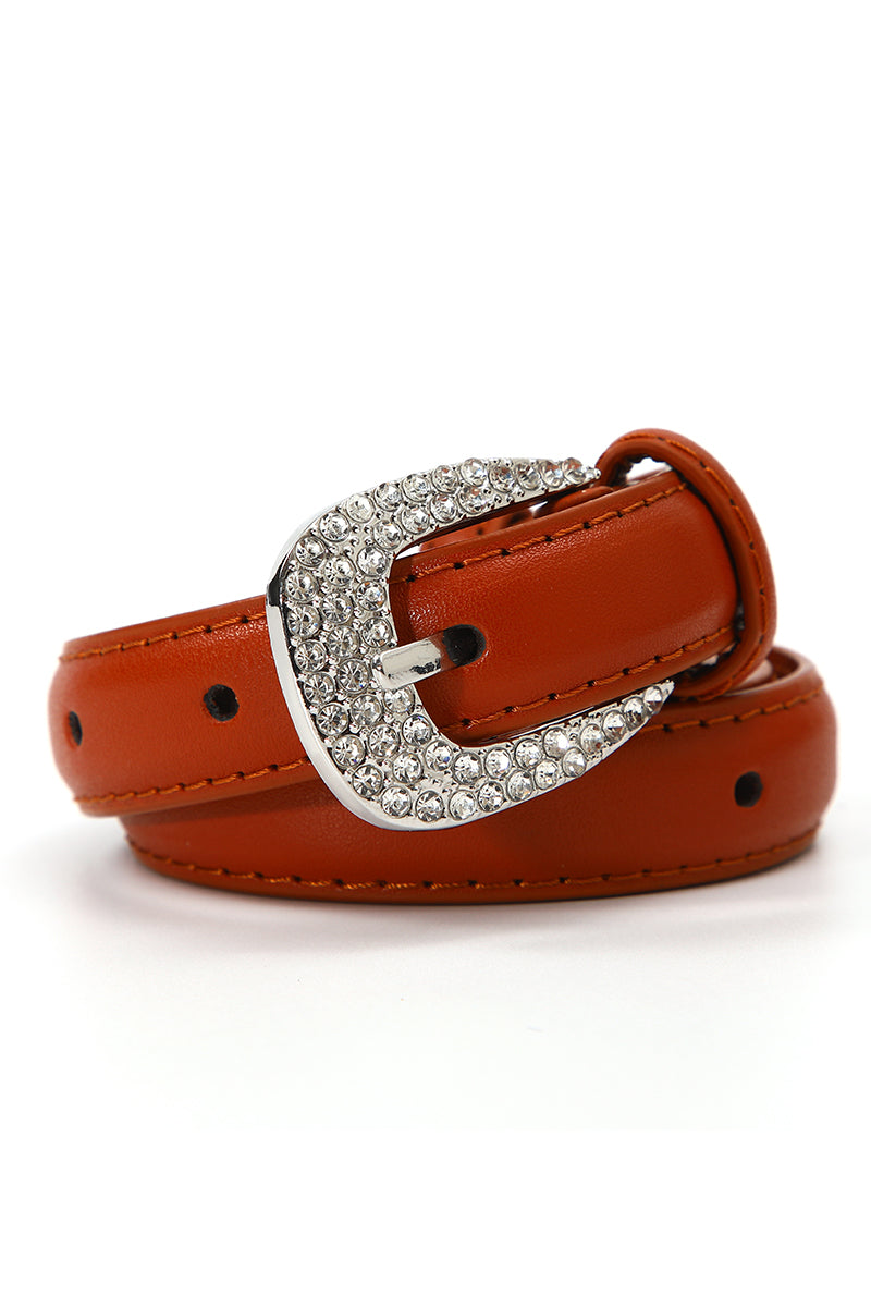 Rhinestone Skinny Western Glam Belt-Soul Flow Apparel