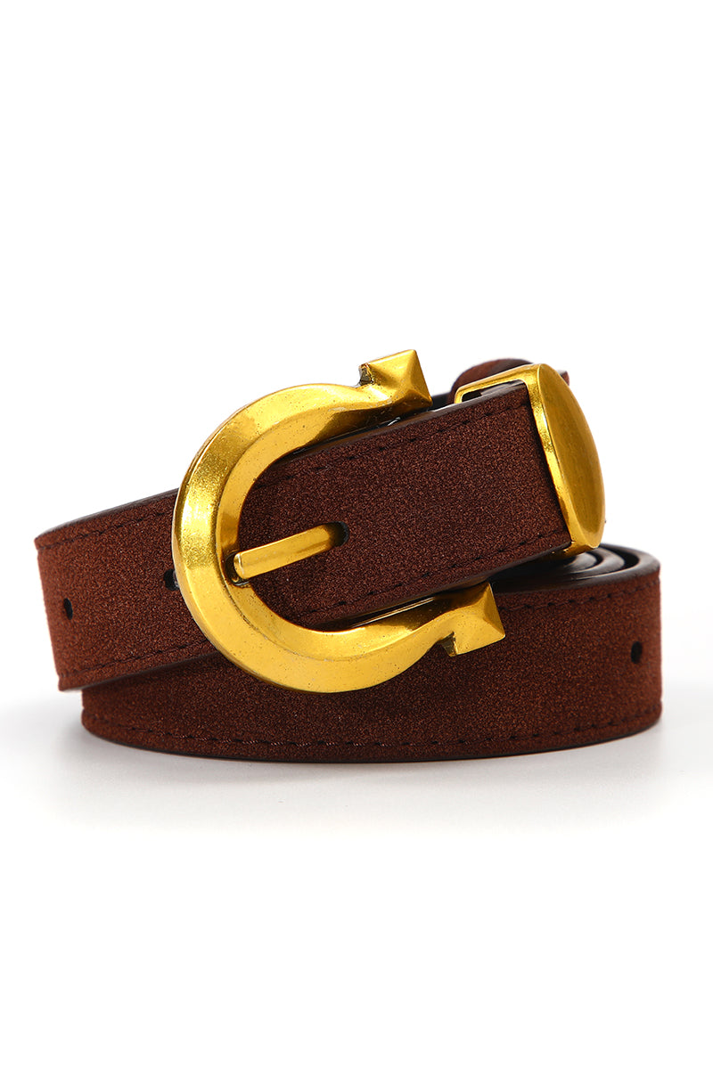 Golden Horseshoe Suede Belt - Subtle Western-Soul Flow Apparel