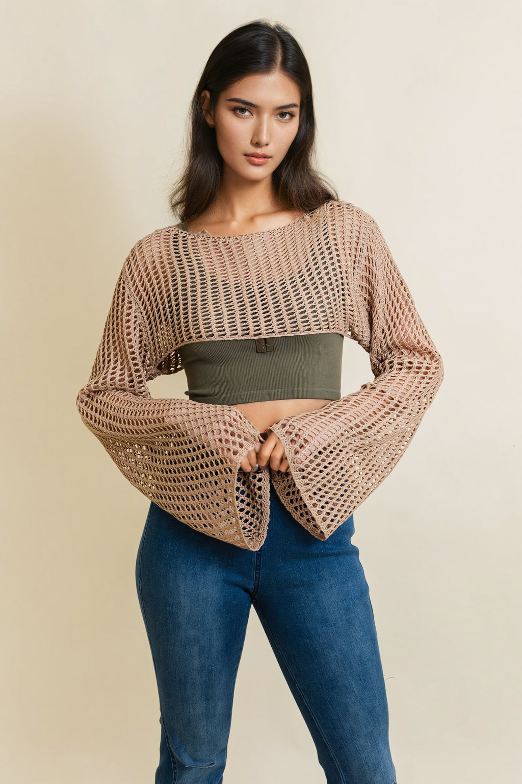 Top - Loom Knitted Cropped Sweater