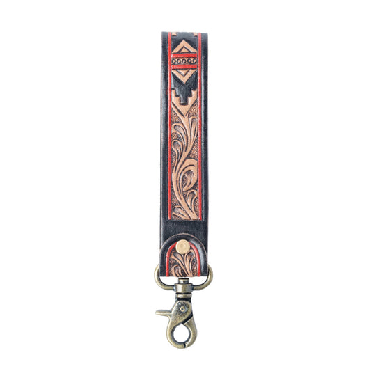 Myra Desert Guardian Handtooled Leather Keyfob in Apache Brown