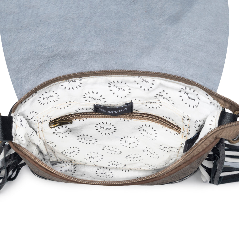 Myra Corral Tempo Leather Concealed Carry Sling - Fringed Hairon Crossbody Bag with Adjustable Strap for Rugged Touch