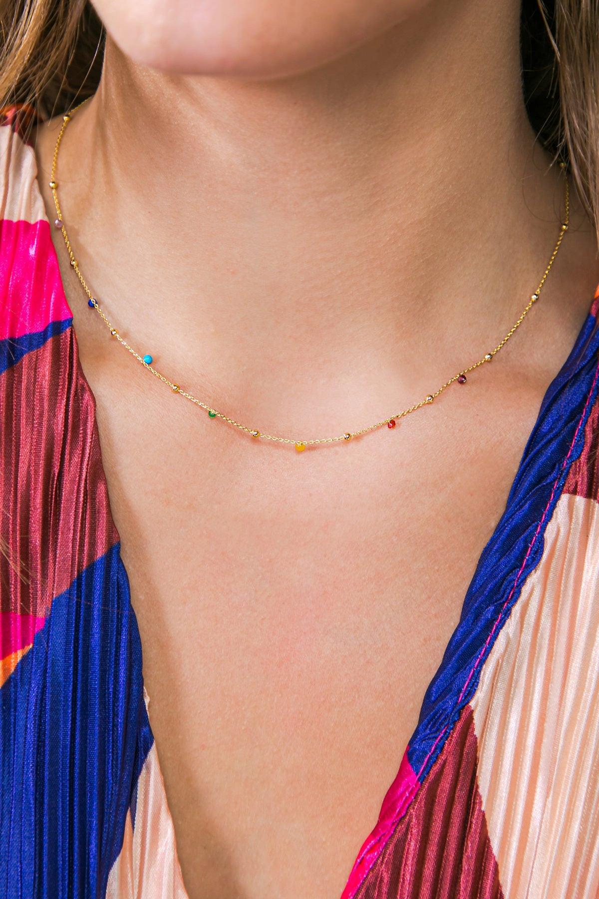 Pill By The Yard Necklace Rainbow Gemstone Seven Stones Korean Crafted