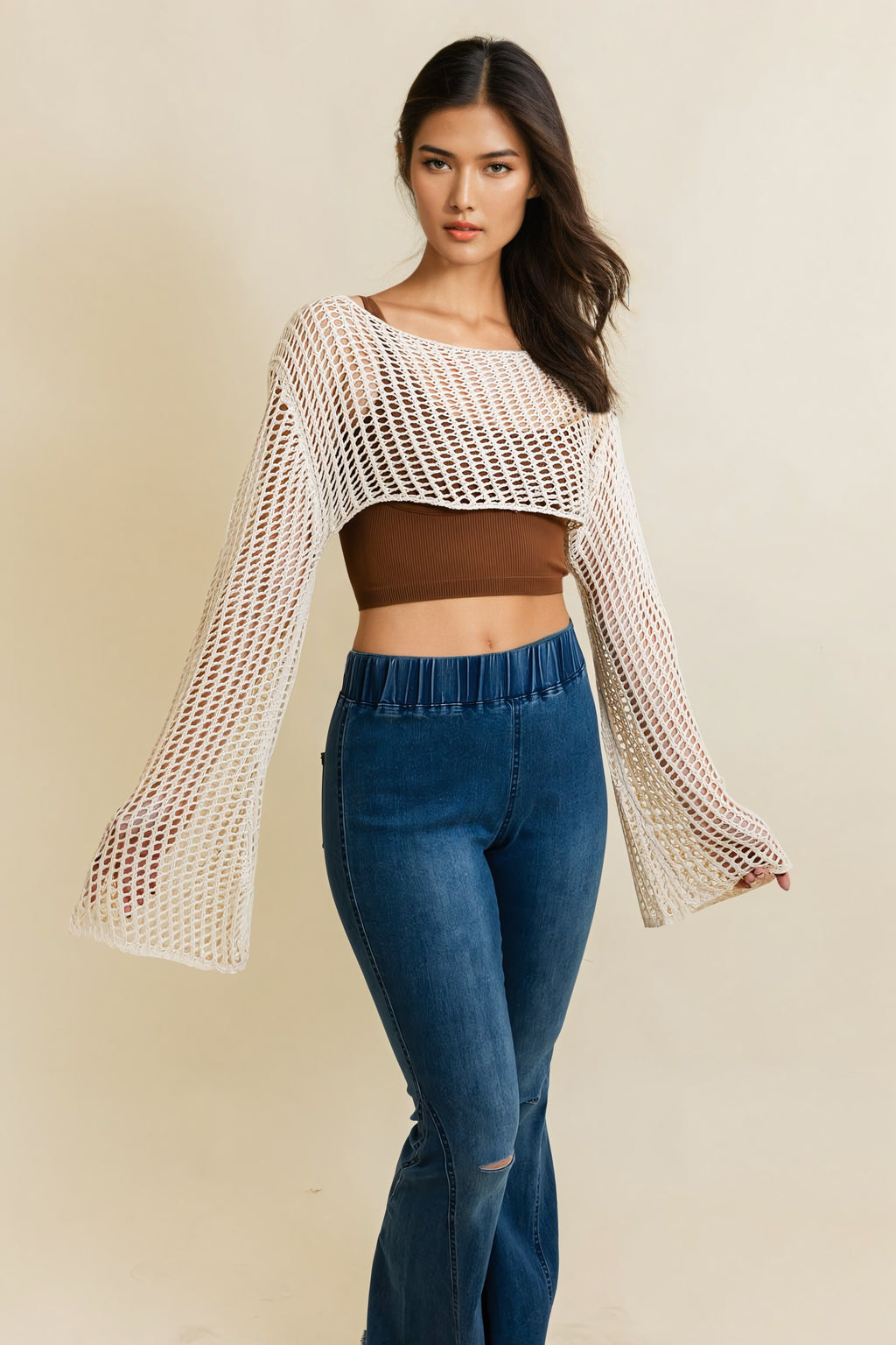Top - Loom Knitted Cropped Sweater