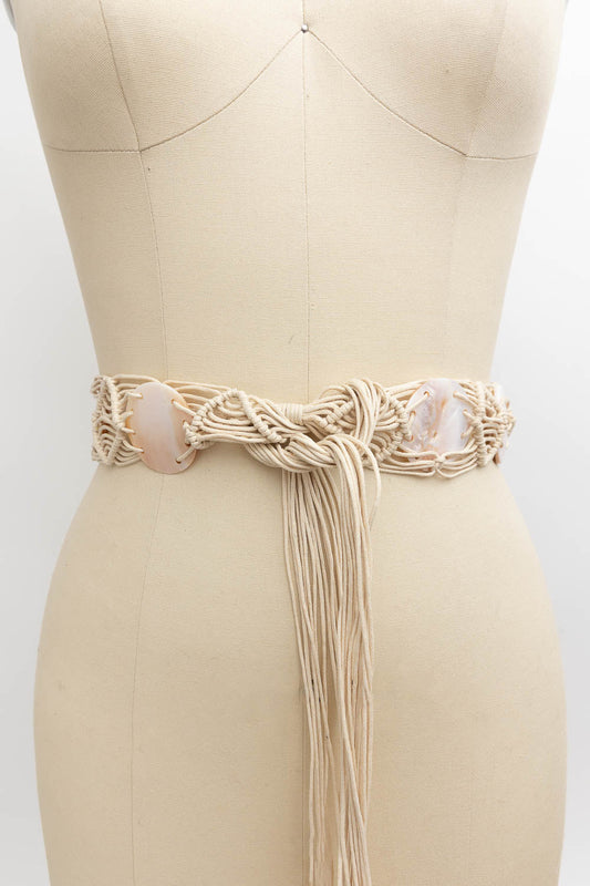 Bohemian Macramé Belt – Handwoven with Seashell Accents-Soul Flow Apparel