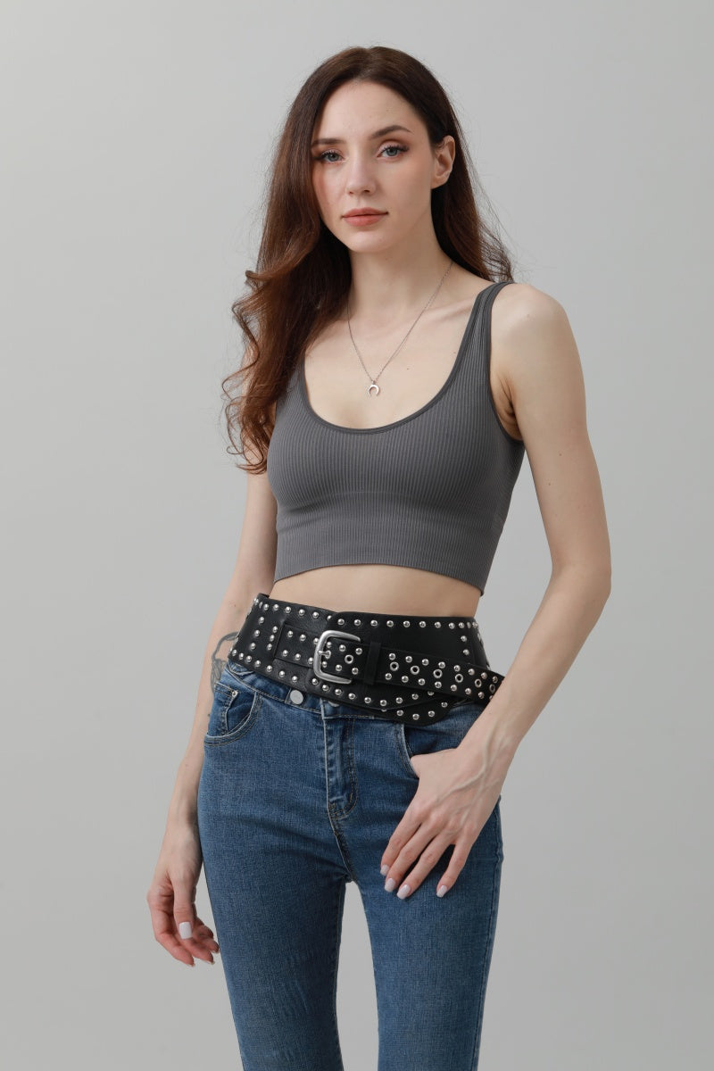 Studded Western Wide Belt – Bold Cowboy Waistband ??????-Soul Flow Apparel