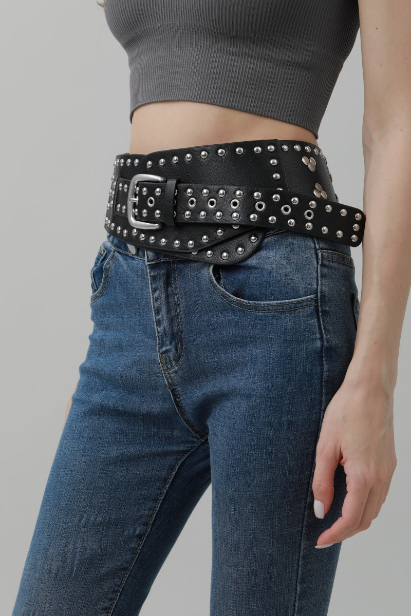 Studded Western Wide Belt – Bold Cowboy Waistband ??????-Soul Flow Apparel