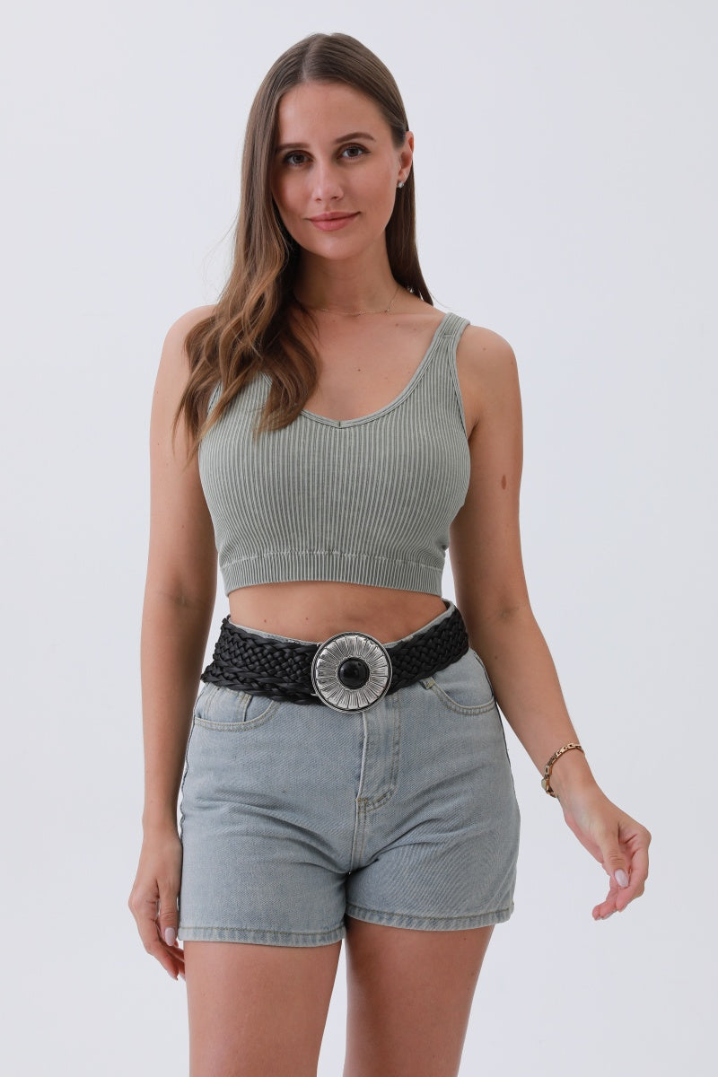 Stone-Embedded Round Buckle Bohemian Wide Belt – Vintage Elegance????????-Soul Flow Apparel