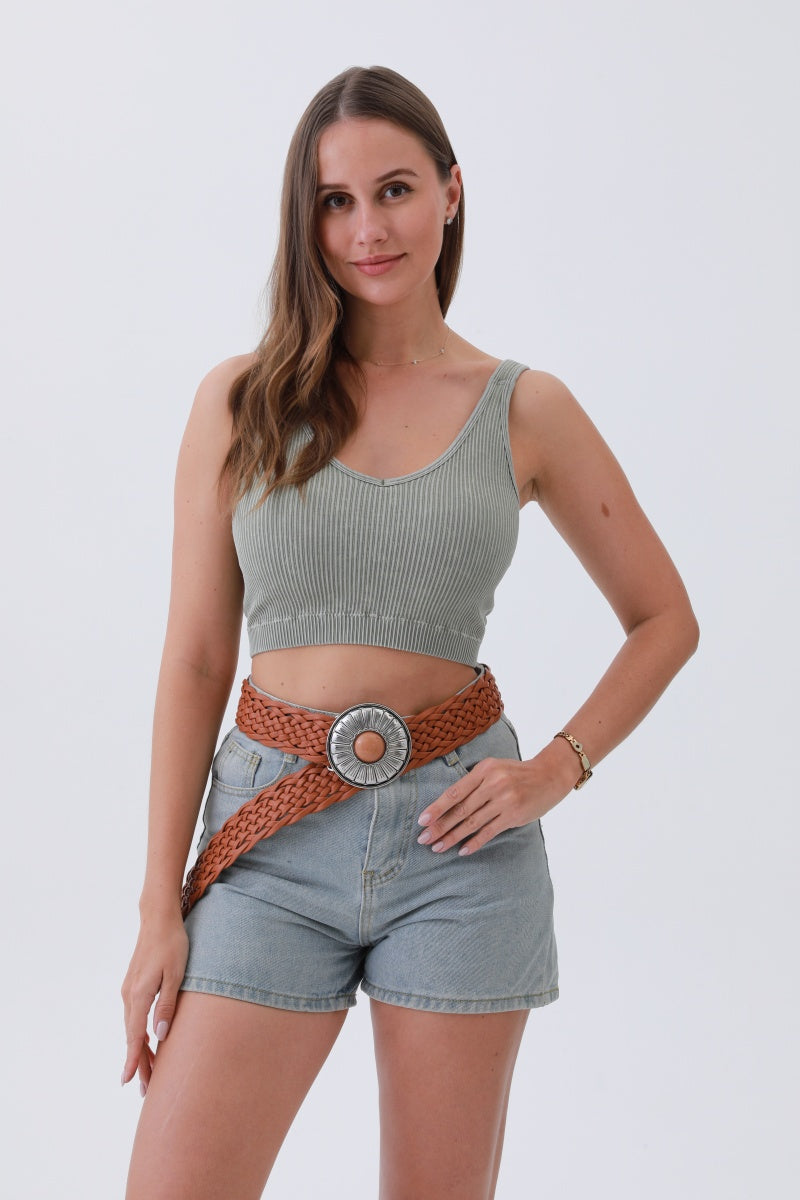 Stone-Embedded Round Buckle Bohemian Wide Belt – Vintage Elegance????????-Soul Flow Apparel