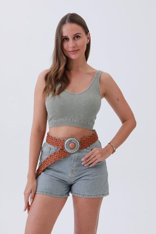 Stone-Embedded Round Buckle Bohemian Wide Belt – Vintage Elegance????????-Soul Flow Apparel