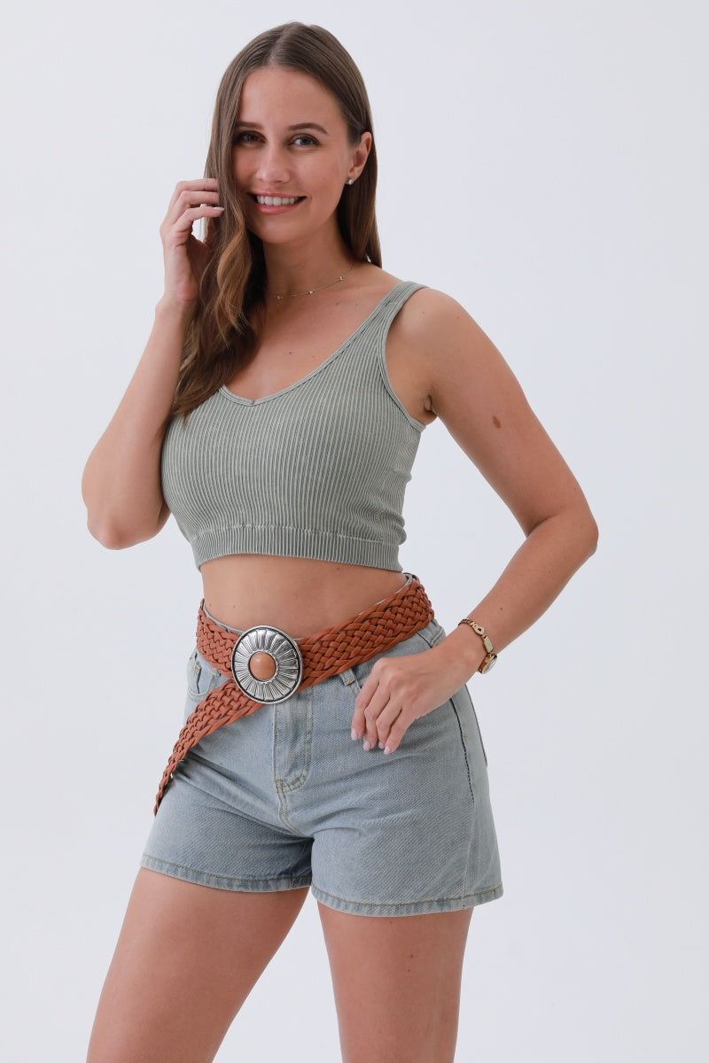 Stone-Embedded Round Buckle Bohemian Wide Belt – Vintage Elegance????????-Soul Flow Apparel