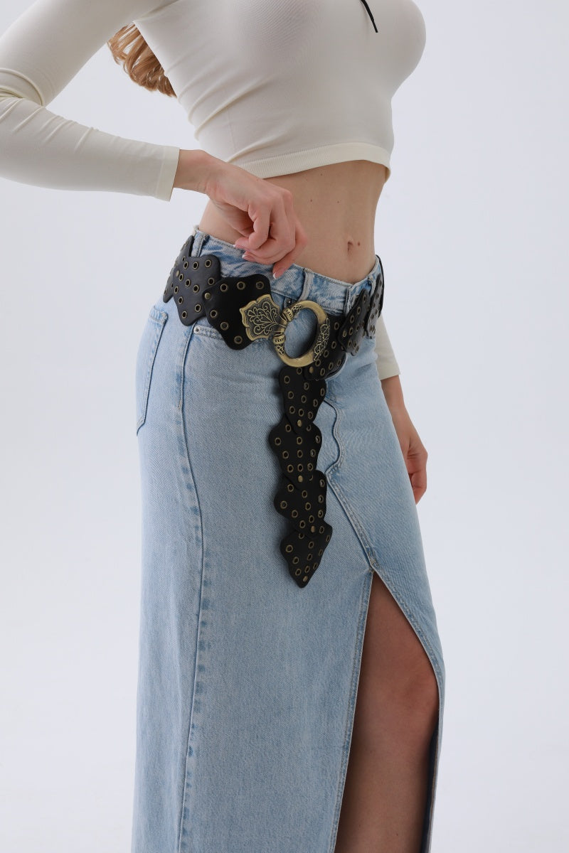 Vintage Leaf Stud Belt – Adjustable Bohemian Waist Cincher?????-Soul Flow Apparel