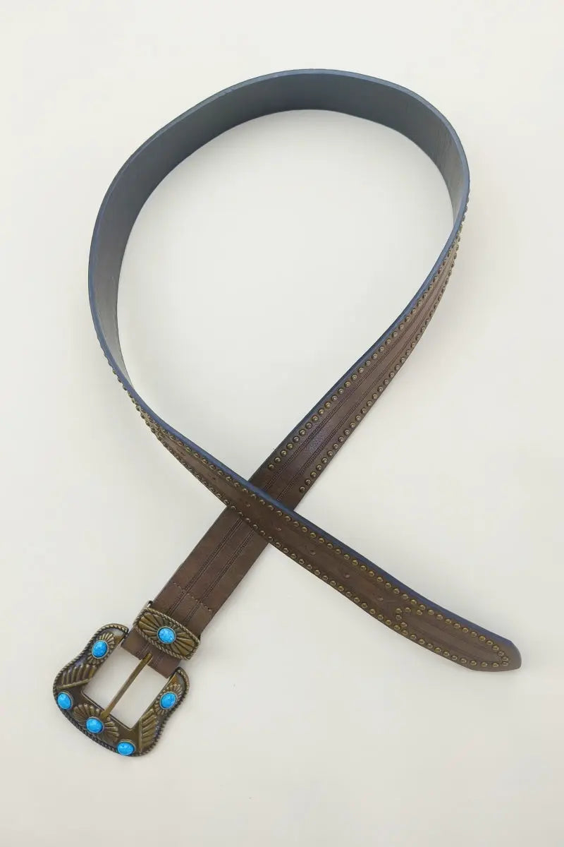 Artisan Turquoise Belt Buckle – Hand-Forged Western Rivet Design🤠 Leto Collection