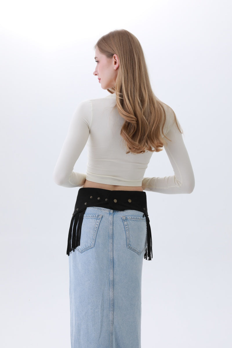 Boho Punk Corset Belt – Fringe & Studded Statement?-Soul Flow Apparel