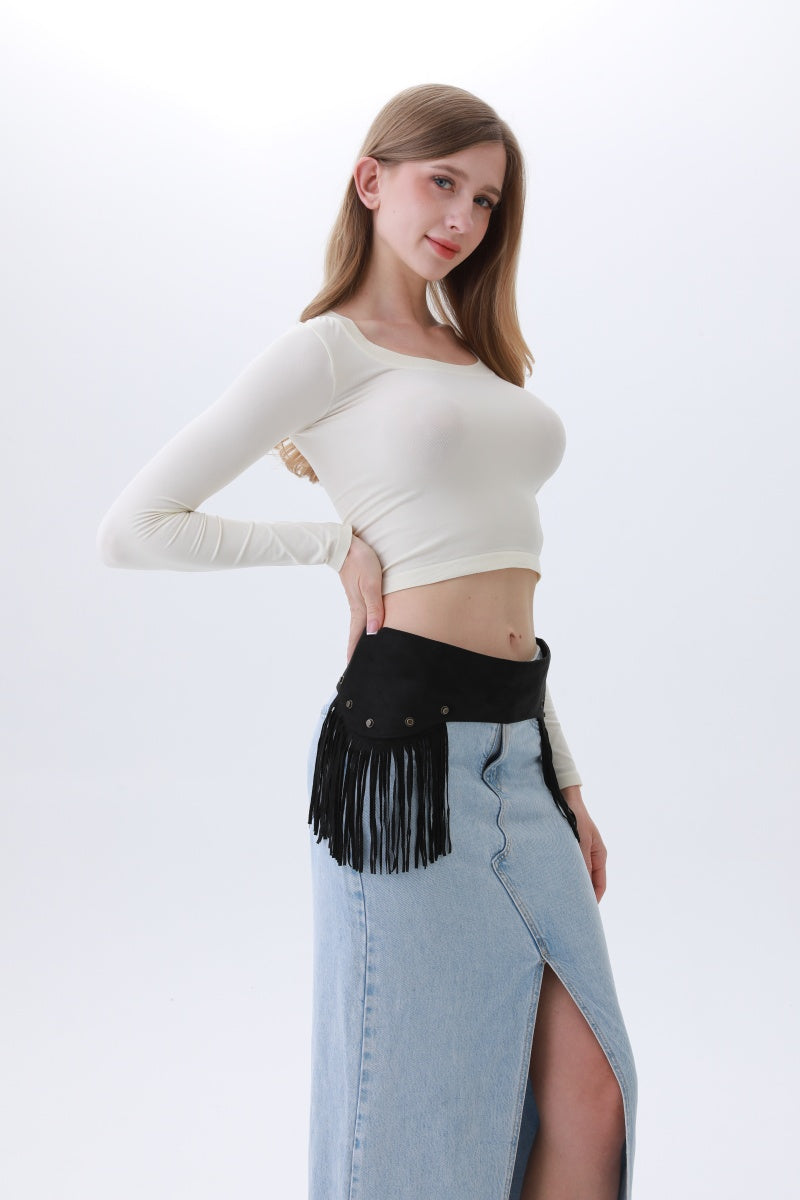 Boho Punk Corset Belt – Fringe & Studded Statement?-Soul Flow Apparel
