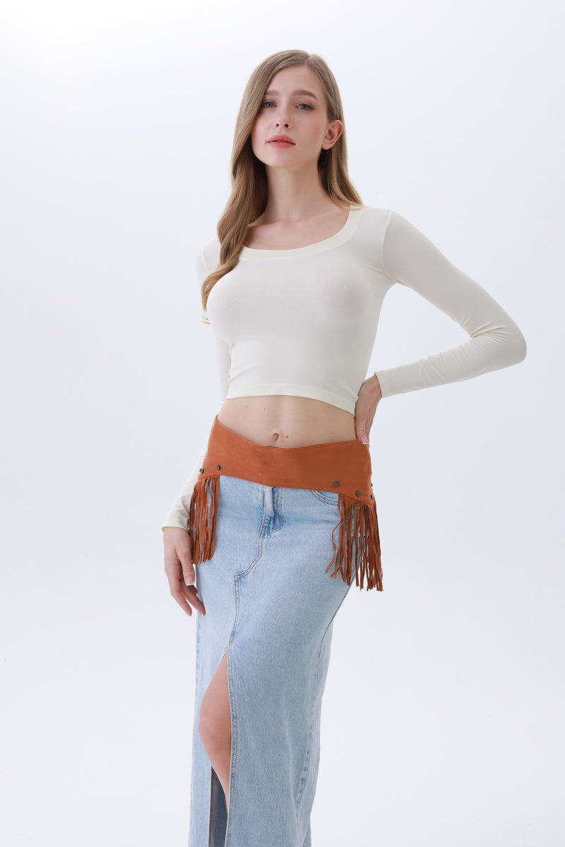 Boho Punk Corset Belt – Fringe & Studded Statement?-Soul Flow Apparel