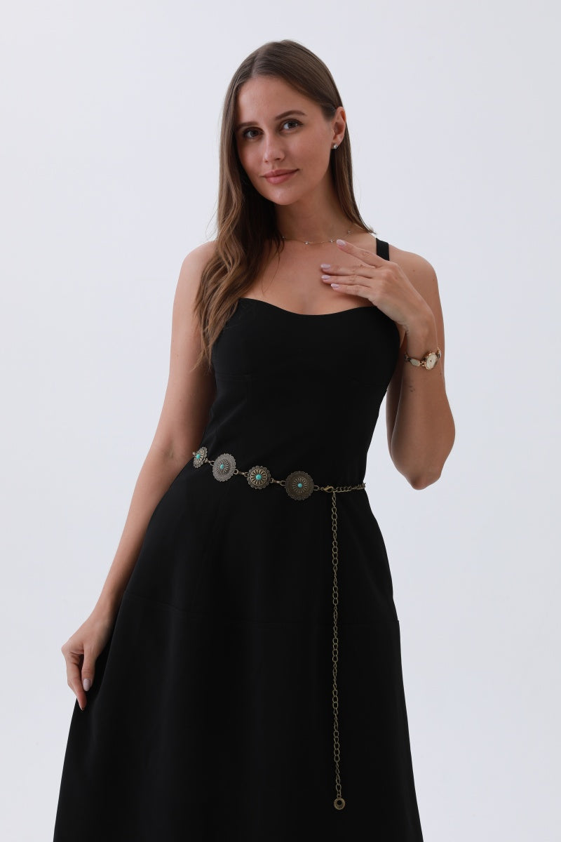 Boho Turquoise Belt – Antique Bronze Buckle with Gemstone Accents?????-Soul Flow Apparel
