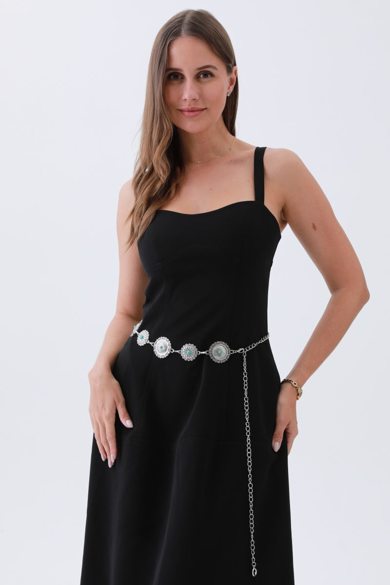 Boho Turquoise Belt – Antique Bronze Buckle with Gemstone Accents?????-Soul Flow Apparel