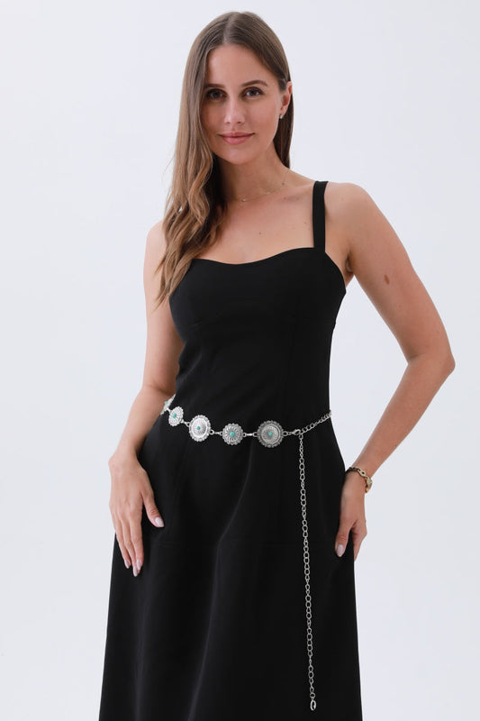 Boho Turquoise Belt – Antique Bronze Buckle with Gemstone Accents?????-Soul Flow Apparel