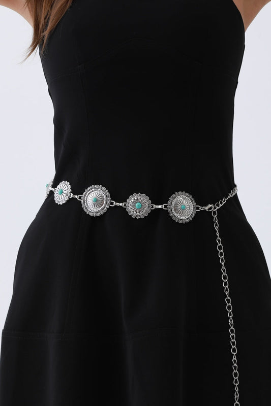 Boho Turquoise Belt – Antique Bronze Buckle with Gemstone Accents?????-Soul Flow Apparel