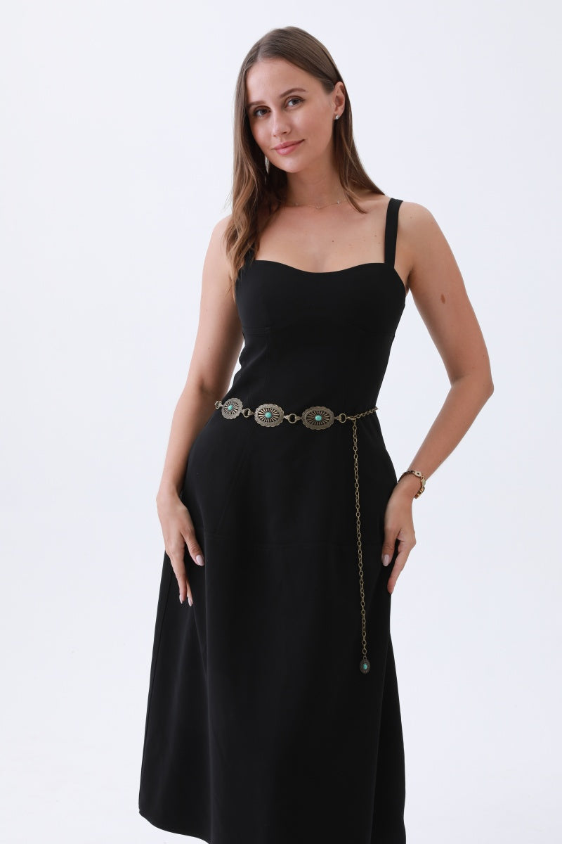 Turquoise Western Belt – Vintage Chain & Cowboy Glam????????-Soul Flow Apparel