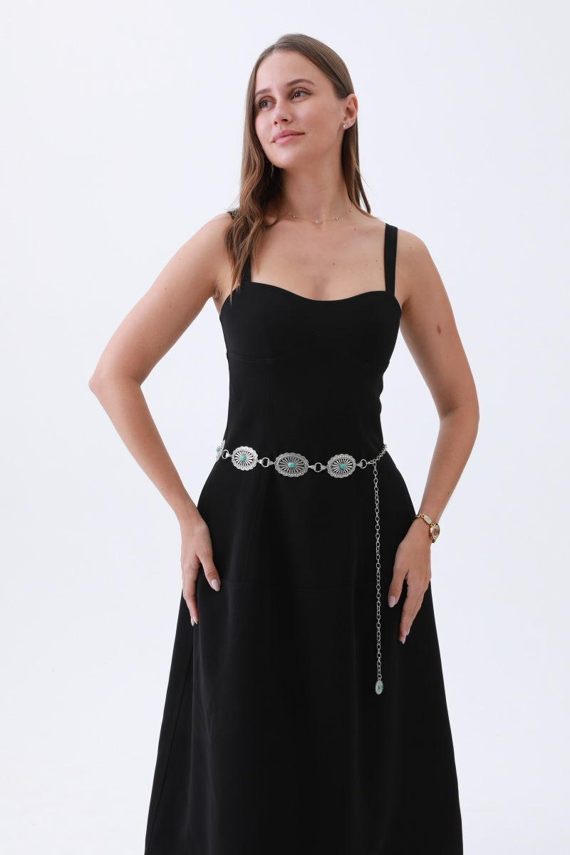 Turquoise Western Belt – Vintage Chain & Cowboy Glam????????-Soul Flow Apparel