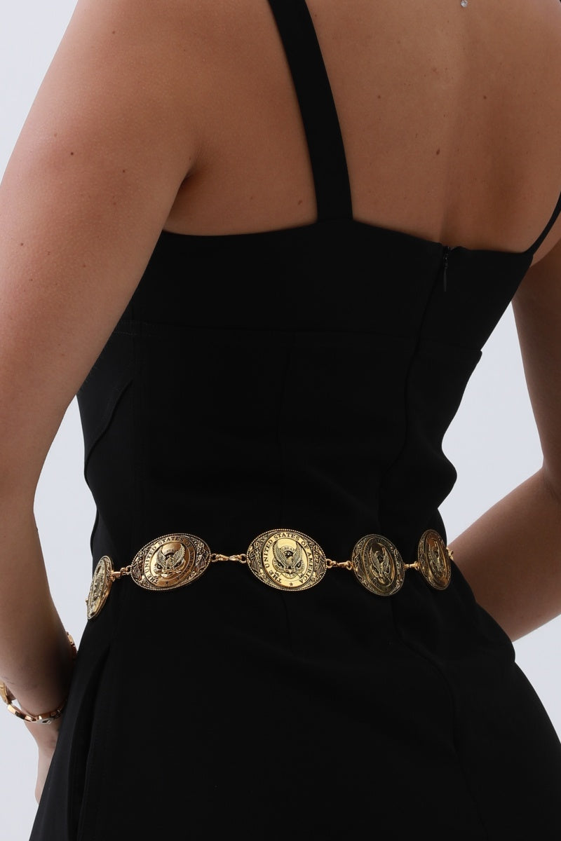 American Eagle Western Belt – Patriotic Chain & Oval Buckle????????????-Soul Flow Apparel