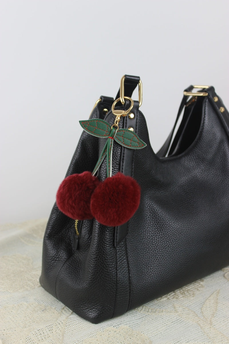 Luxury Rabbit Fur Cherry Charm – Plush Bag Pendant ?????-Soul Flow Apparel