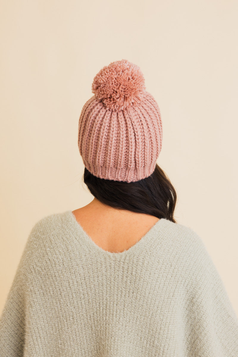 Soul Flow Apparel | Boho Chunky Cable Knit Pom Beanie