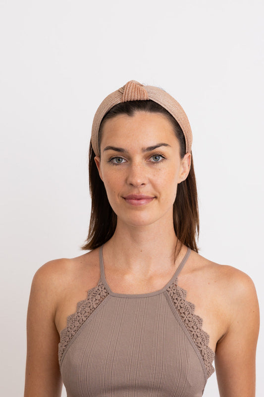 Pleated Shimmery Metallic Ombre Knotted Headband ?-Soul Flow Apparel