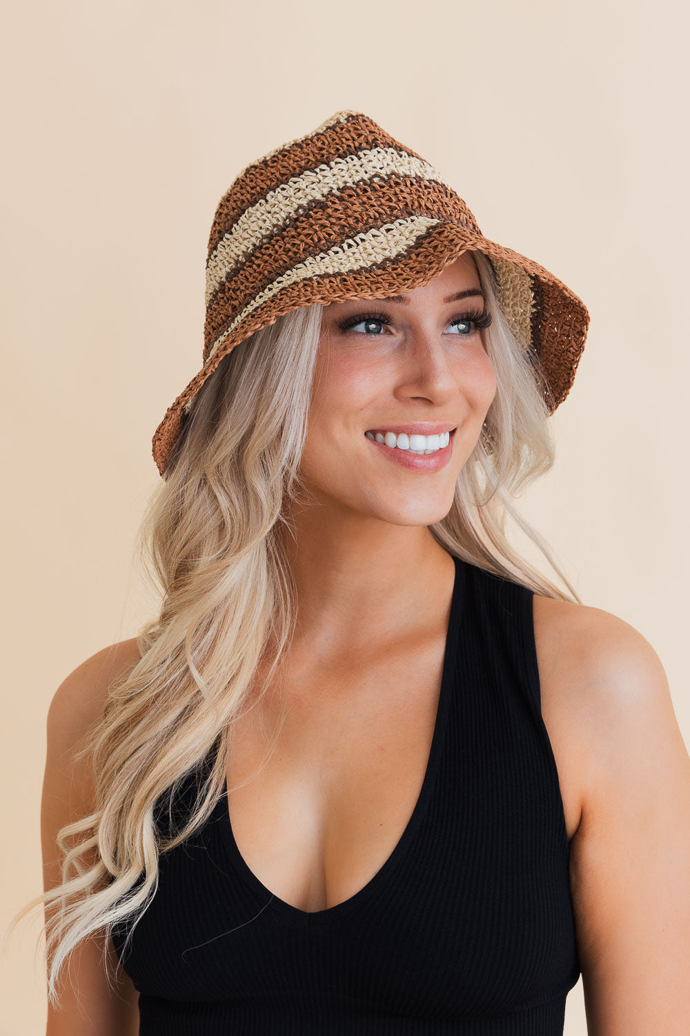 Woven Wonders Striped Sun Weave Hat-Soul Flow Apparel