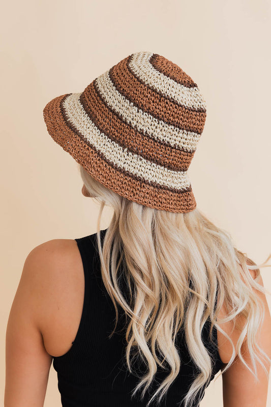 Woven Wonders Striped Sun Weave Hat-Soul Flow Apparel