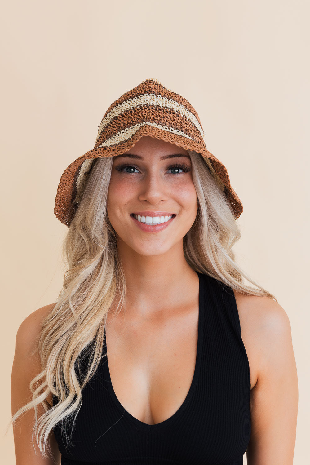 Woven Wonders Striped Sun Weave Hat-Soul Flow Apparel