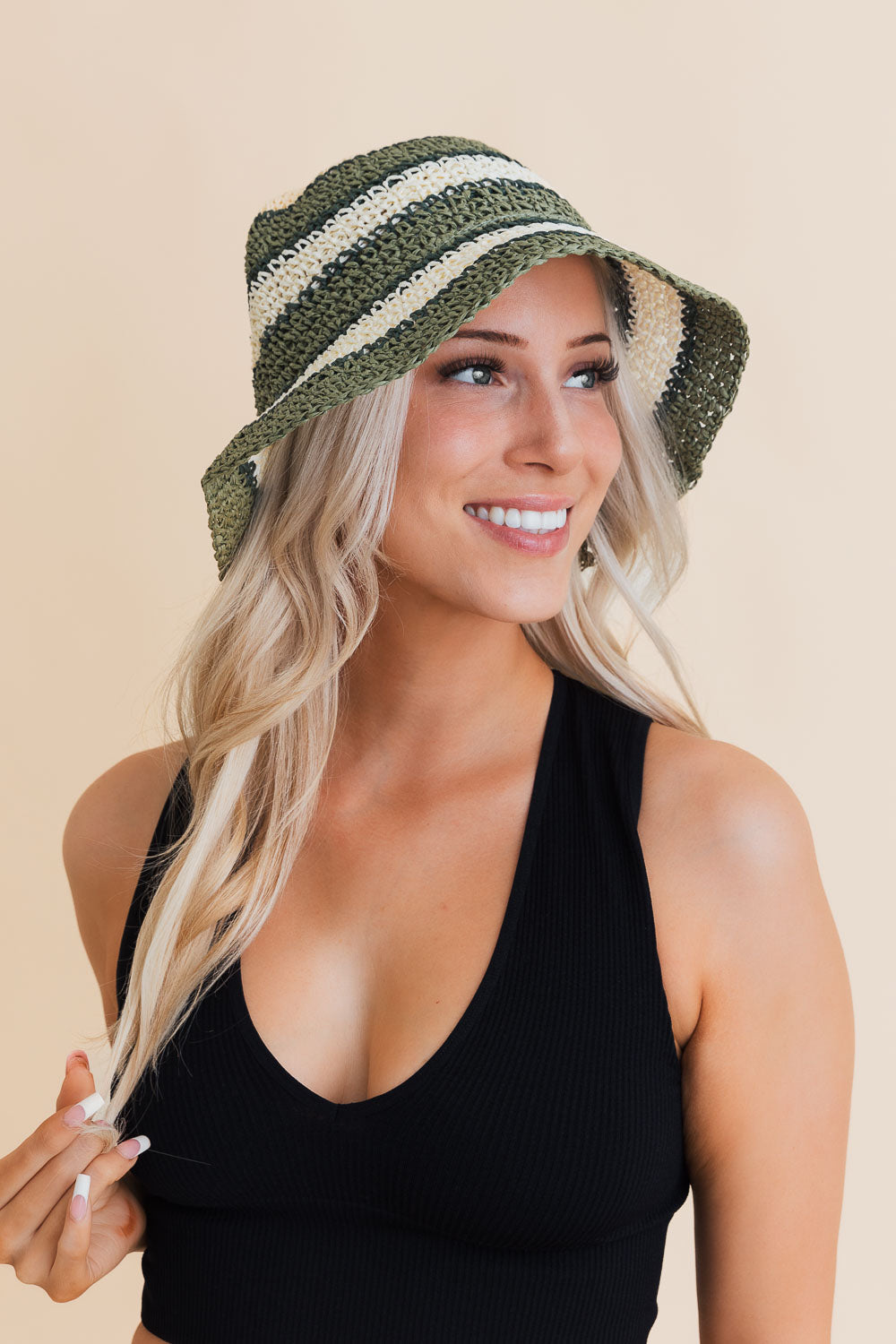 Woven Wonders Striped Sun Weave Hat-Soul Flow Apparel