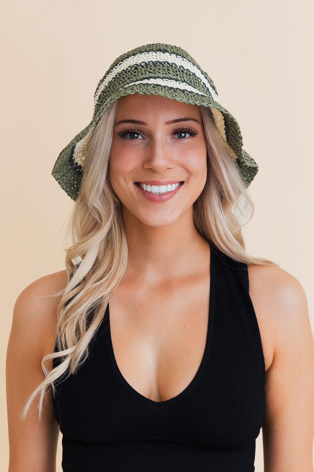 Woven Wonders Striped Sun Weave Hat-Soul Flow Apparel